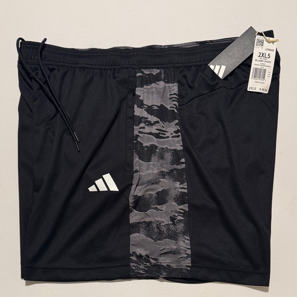 Adidas Training Shorts Mens 2XL Black Camo Zip Pockets 2X